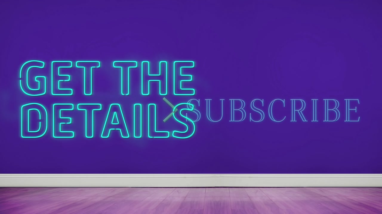 Animation of get the details and subscribe texts over purple background