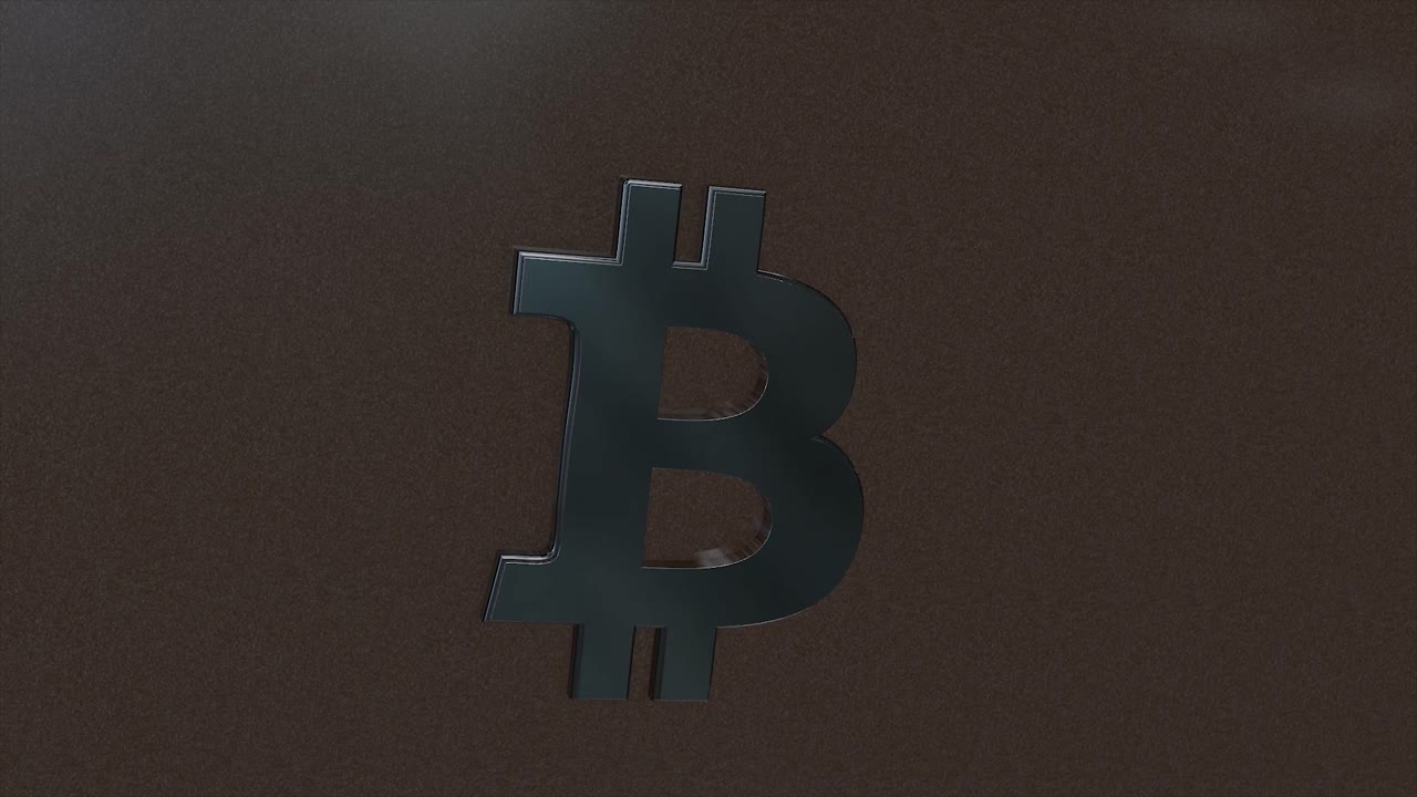 símbolo de bitcoin en un fondo marrón oscuro