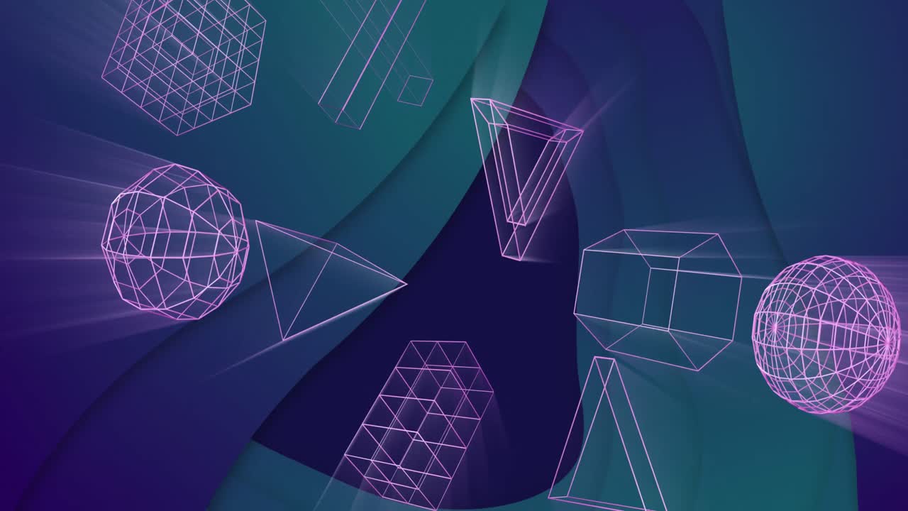 animación de formas rosadas en 3d sobre un fondo azul