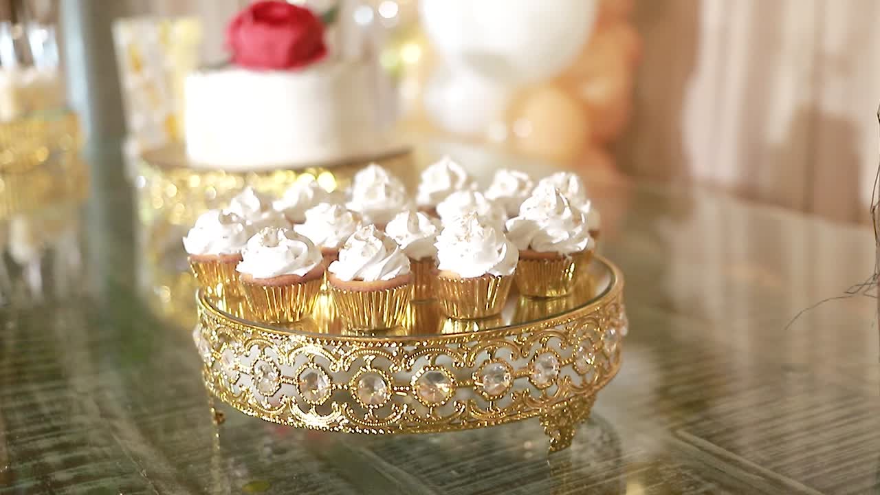 Sweet in wedding event, video shot in detail of the buffet. closed video HD