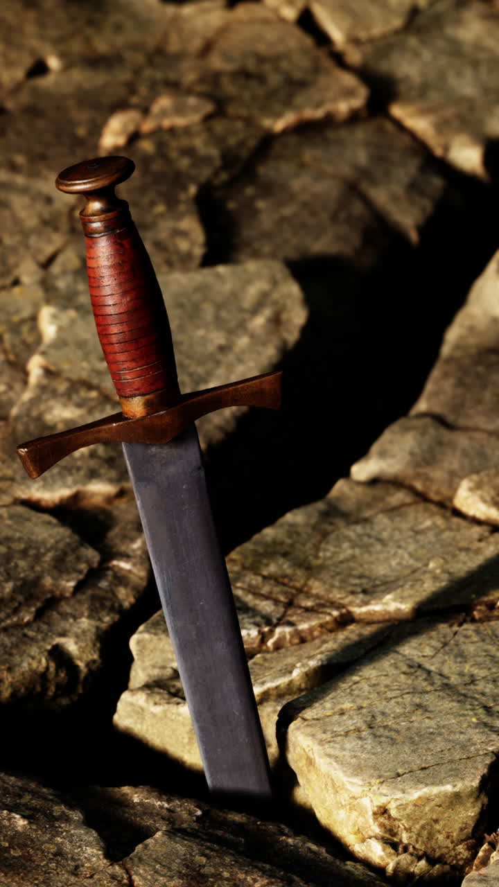 espada medieval en la piedra agrietada