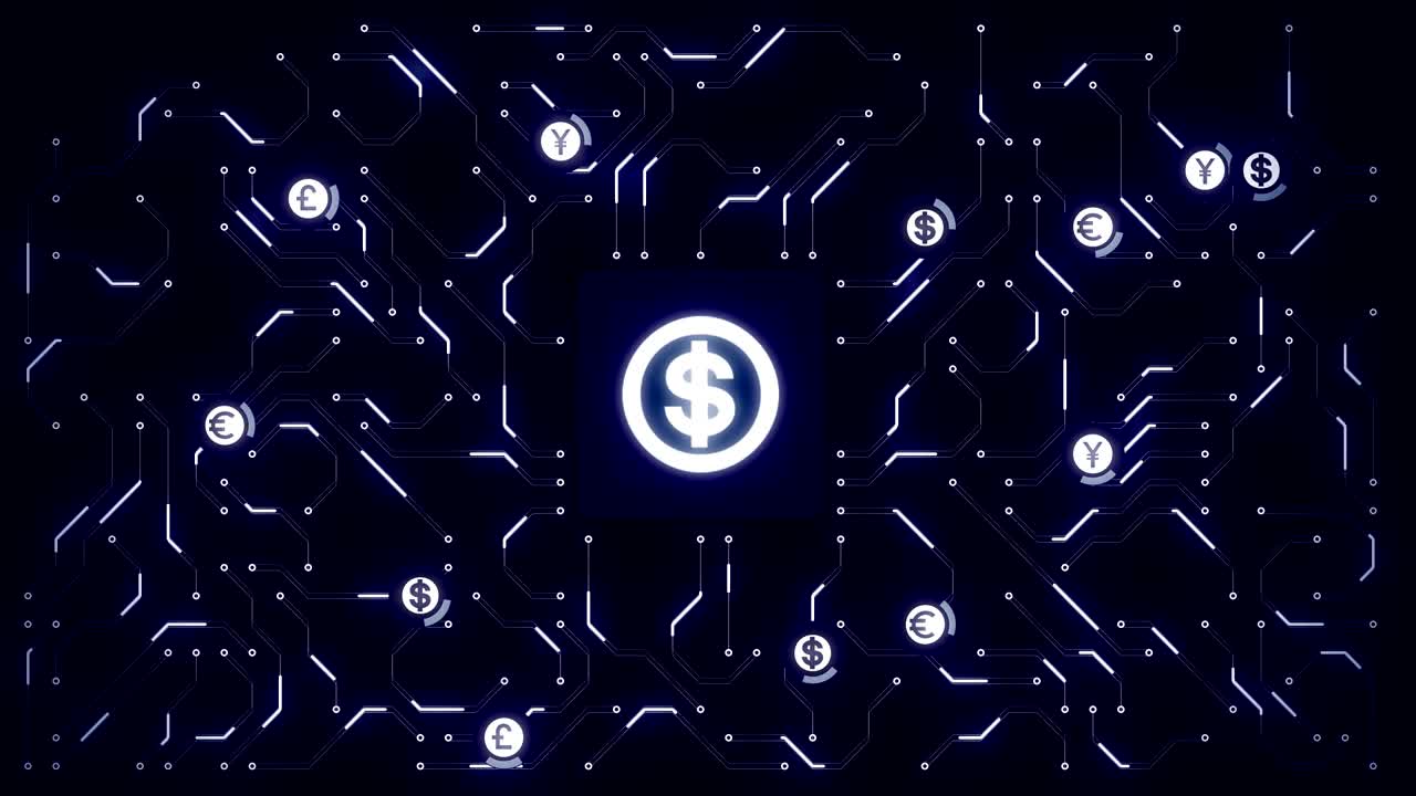 현대 금융 데이터를 묘사하는 애니메이션.