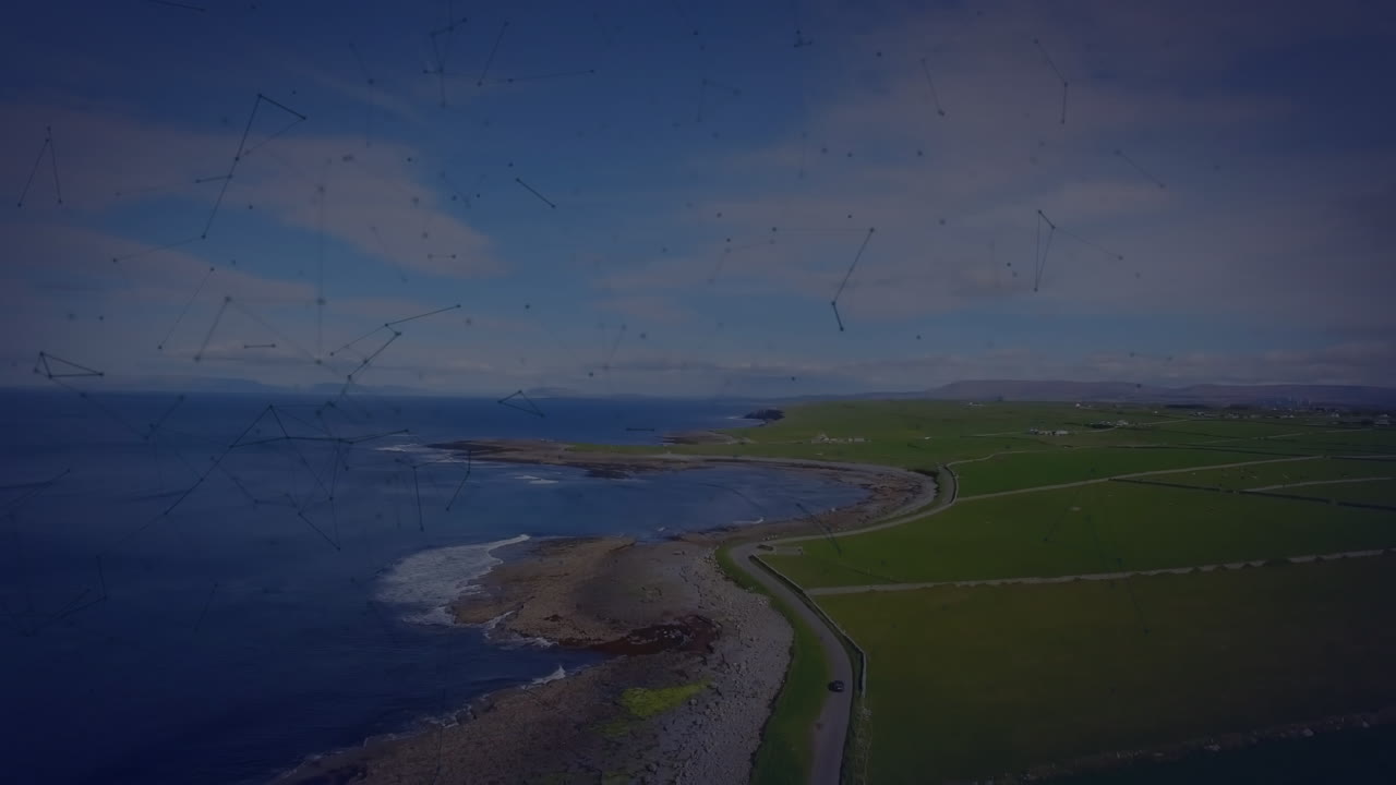 animación de la red de conexión sobre el paisaje marino