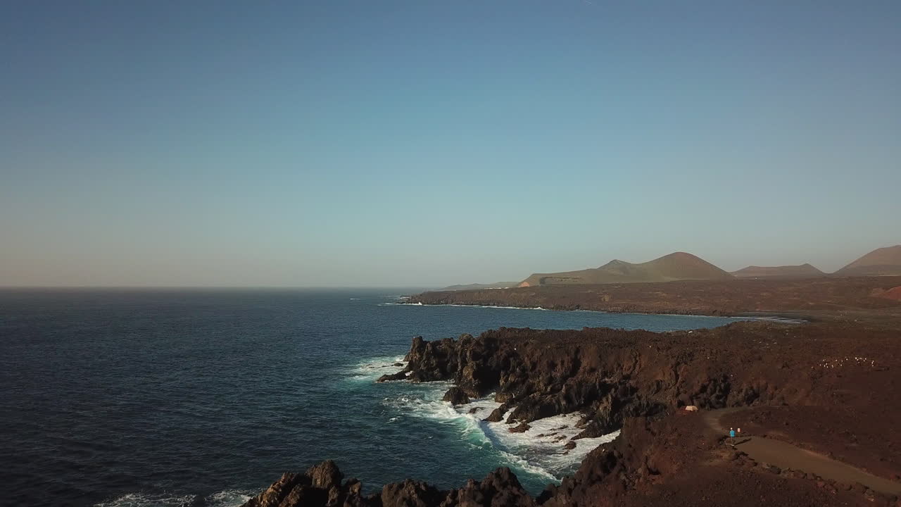 Drone footage of Lanzarote at Los Hervideros.