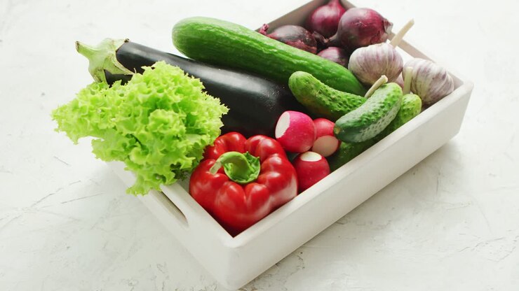 Container with vegetable assortment