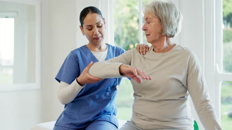 Office,-physiotherapy-and-doctor--with-old-woman