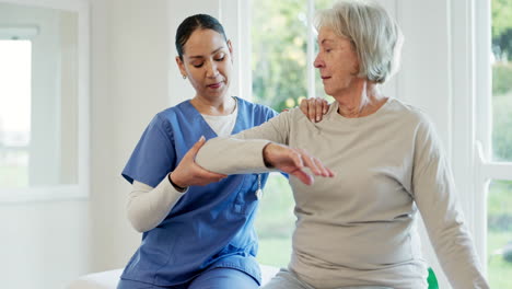 office, physiotherapy and doctor  with old woman
