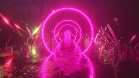 túnel de color rosa neón con reflejos