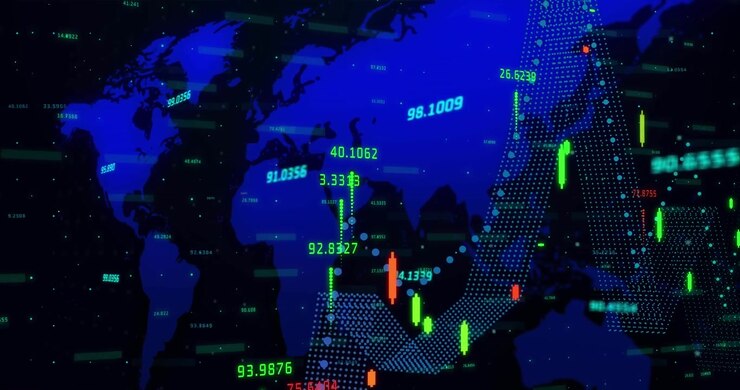 Animation of text with globe and network of connections