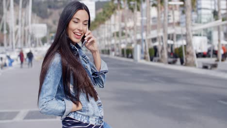Trendy-attractive-young-woman-in-a-denim-outfit