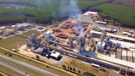 Vista-Aérea-De-La-Planta-De-Energía-De-Madera,-Sao-Paulo,-Brasil