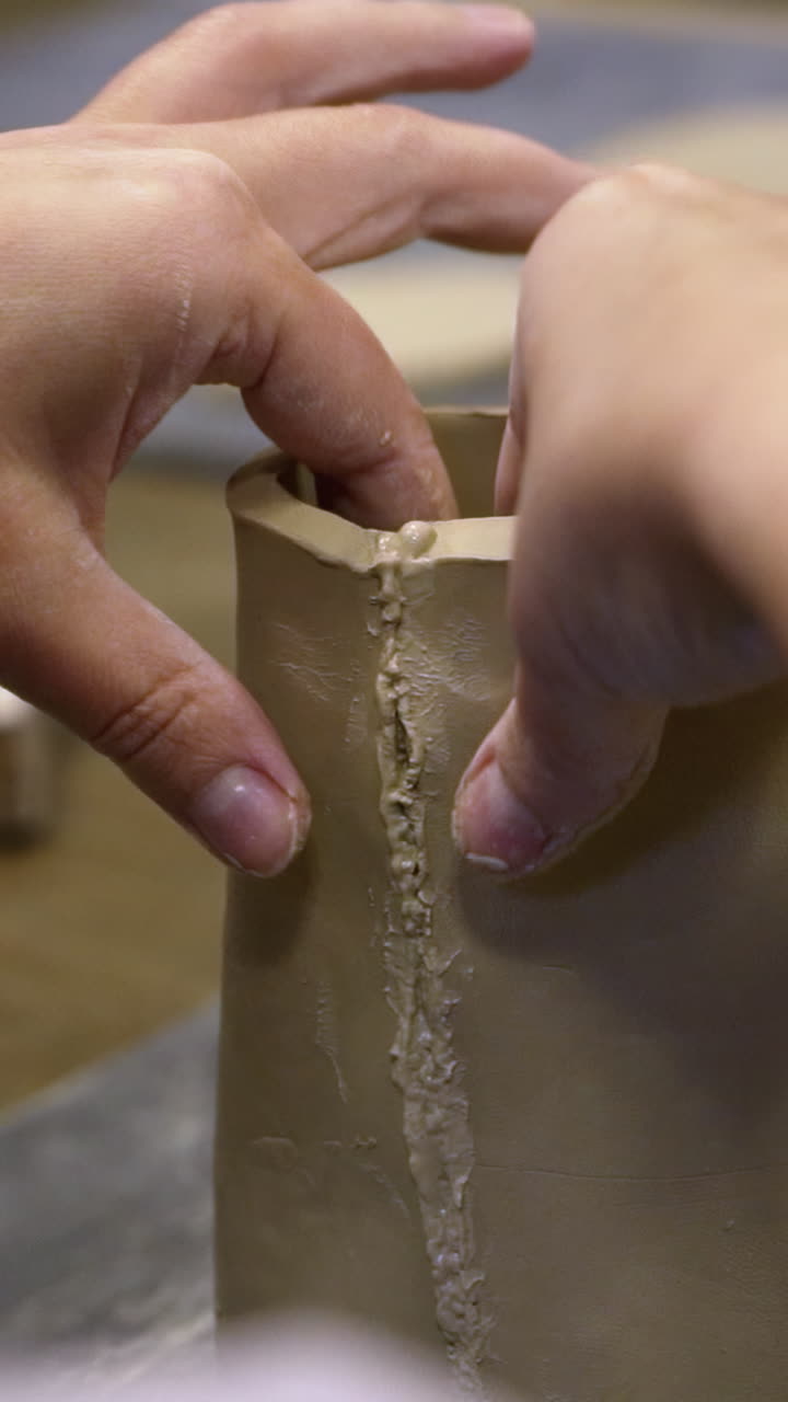 점토를 형성하는 손