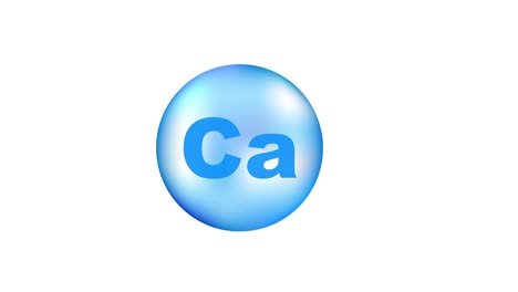 vitamin ca with realistic drop on gray background. particles of vitamins in the middle. motion graphics.