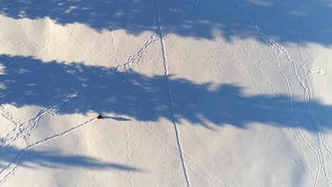 Hiker-walking-on-a-snowy-landscape-4k