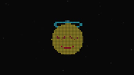 pixel smile hud símbolo holográfico en pantalla de televisión digital vieja animación de glitch de bucle sin costuras. corazones. retro dinámico y alegre. imágenes de video coloridas y vintage.