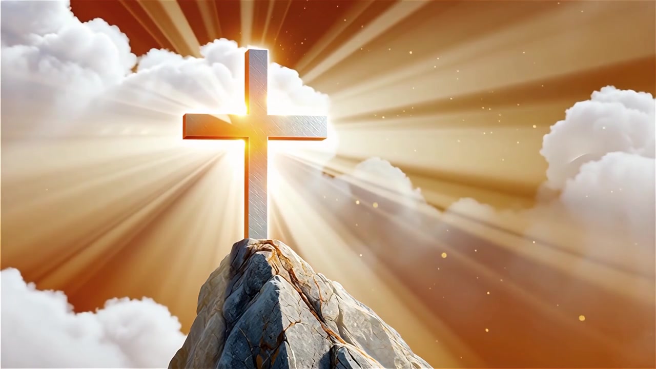 Christian Cross Heavenly Light Worship Background