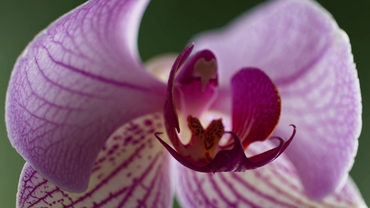 Time-lapse di un fiore di orchidea viola che sboccia