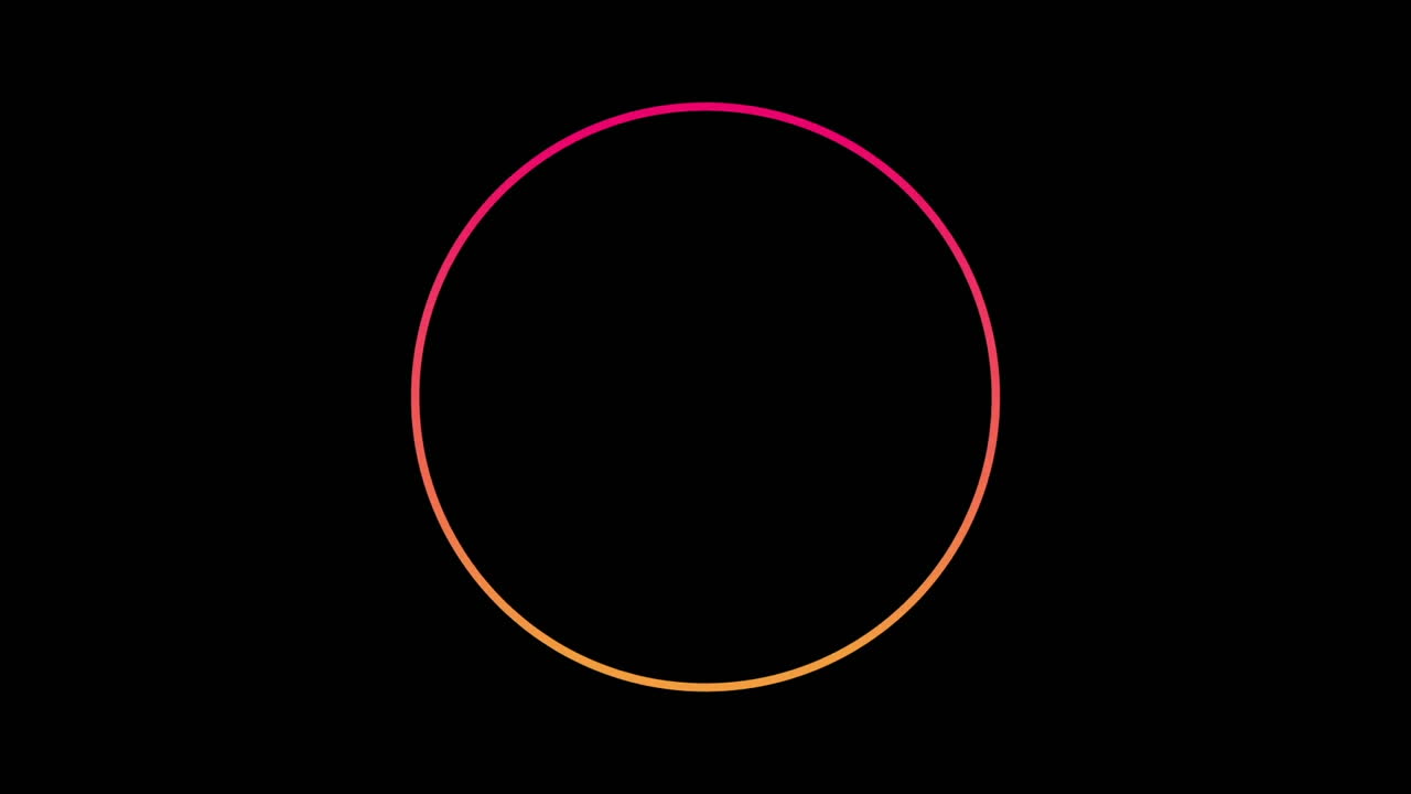 anillo rosa y amarillo y formas de caleidoscopio rojas sobre fondo negro