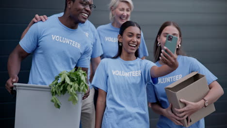 voluntariado, selfie y grupo de caridad