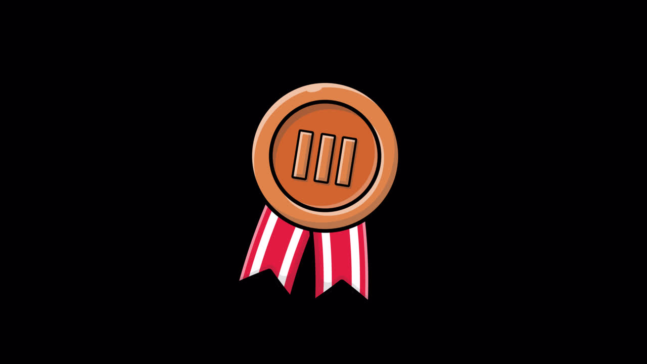 Animated Bronze Medal with Ribbon for Third Place