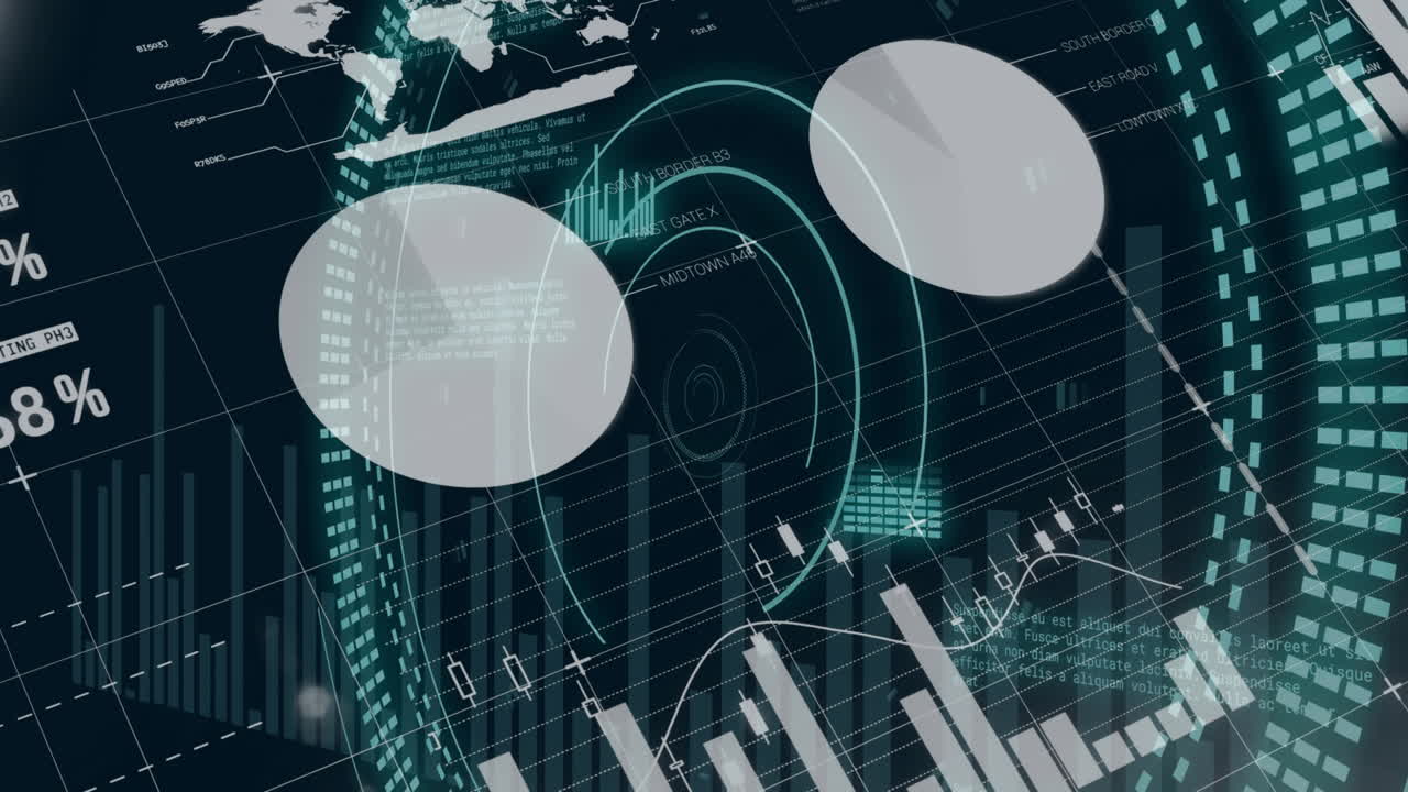 세계 지도를 통해 데이터 처리의 애니메이션