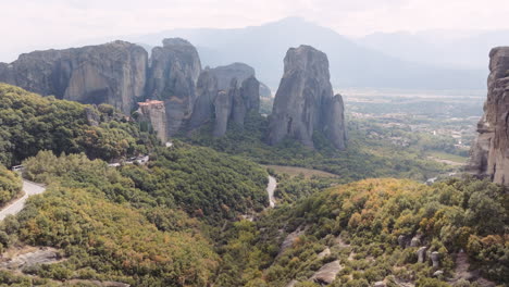 meteora monastery, greece - aerial view