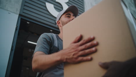 workers delivering and handling packages at a warehouse