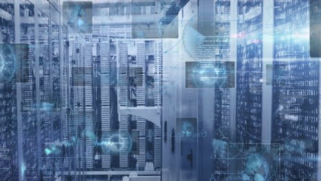 animación del procesamiento de datos informáticos a través de servidores informáticos