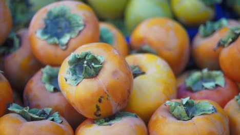 close-up of ripe persimmons