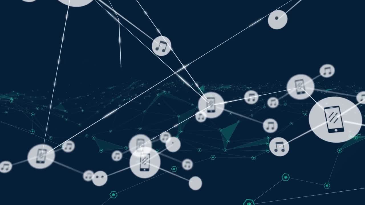 animación de la red de conexiones sobre el fondo de la marina