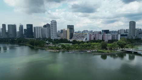 drone shot of marina bay republic ave, nicoll highway and kampong glam area