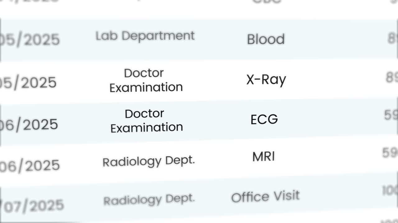 Digital Medical Record Displaying Patient History and Tests