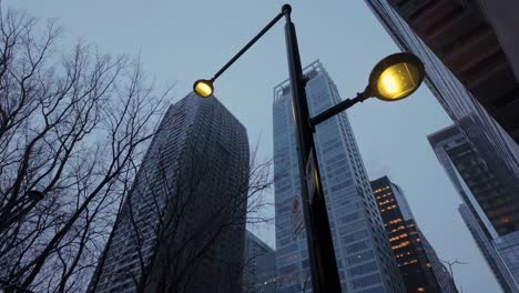 downtown montreal skyscrapers, upward view of office buildings