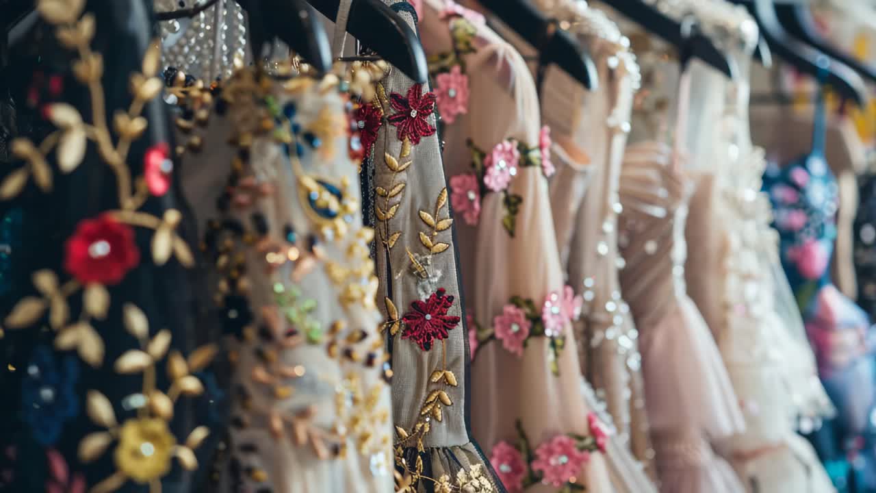 Elegant Dresses on Hangers
