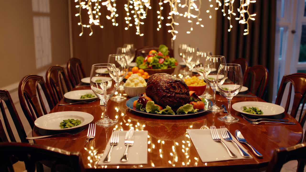 disposición de la mesa para la cena de vacaciones