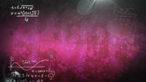 Animation-of-mathematical-equations-over-pink-background