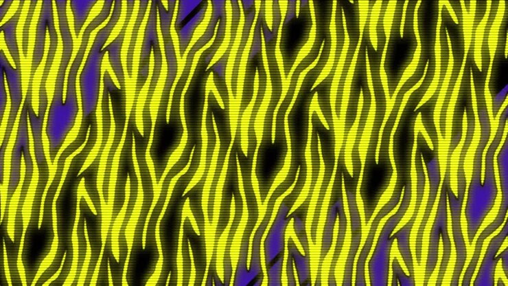 Animazione di forme e cerchi gialli e blu in movimento su sfondo nero