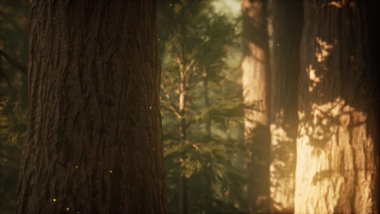 해가 뜨면 야생 소나무 숲