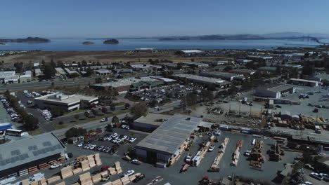 Aerial-shot-of-active-lumber-yard