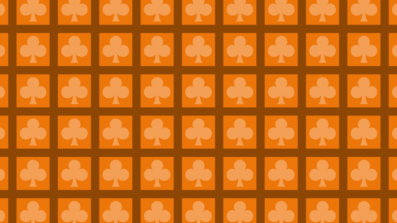 Orange and Brown Playing Card Club Suit Pattern