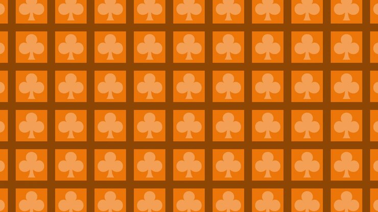 Orange and Brown Playing Card Club Suit Pattern