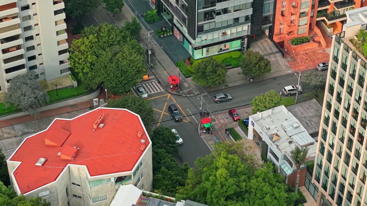 Parque de la 93 in bogotá, showcasing city streets and buildings, aerial view