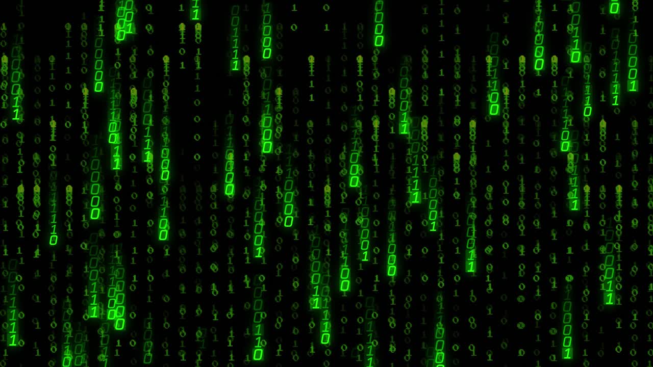 Animation of data processing on black background