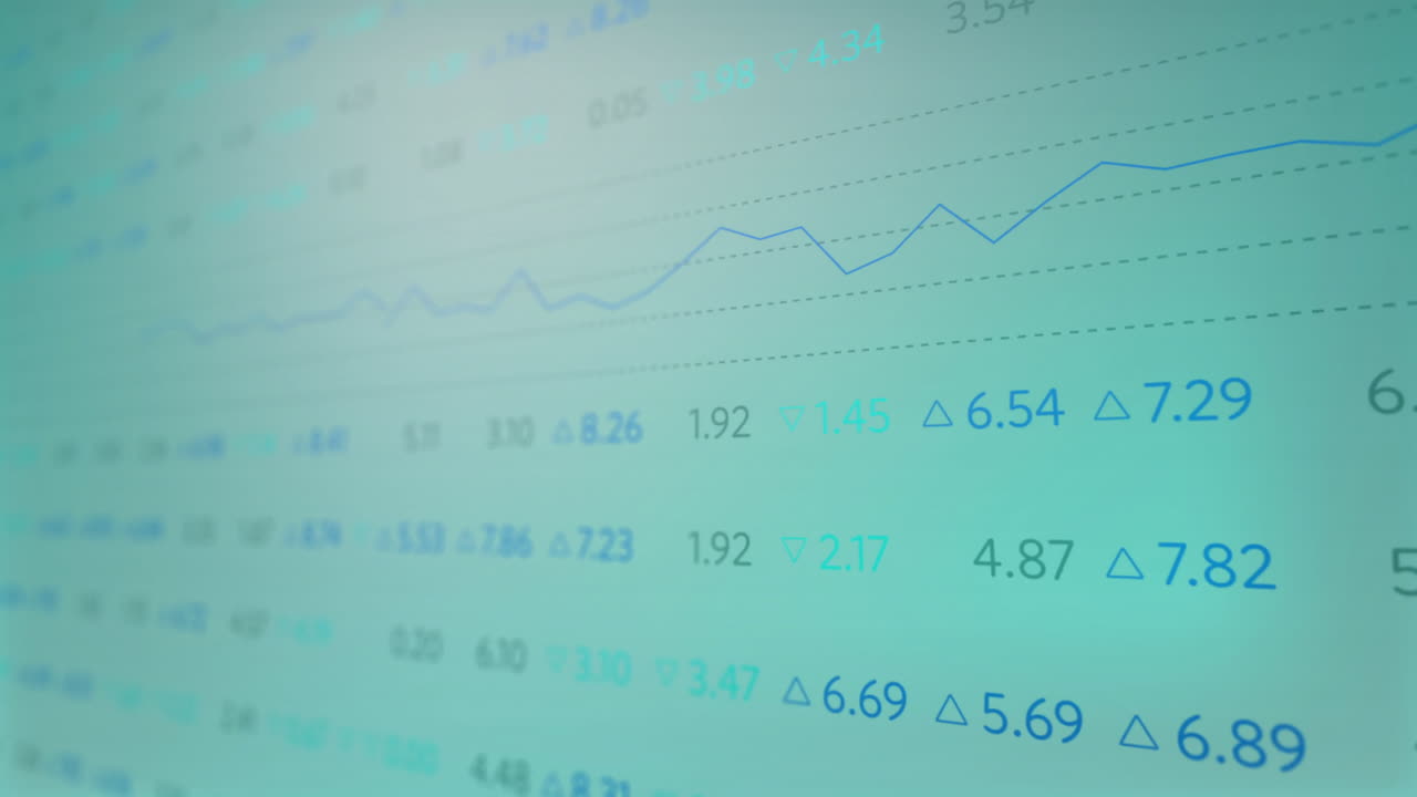 Animation of financial data processing over green background
