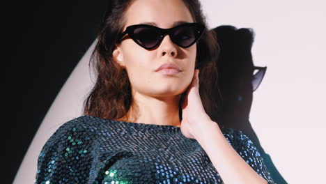 stylish woman in a sequined dress