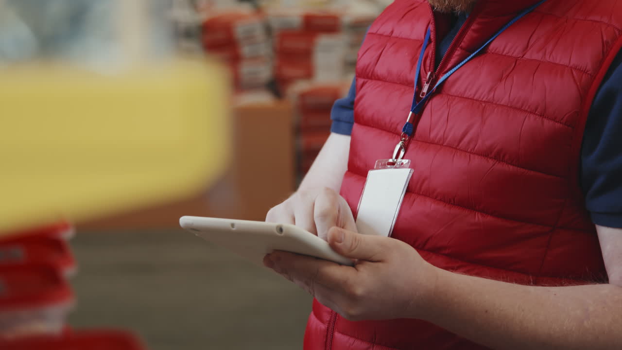 Hardware Store Male Supervisor Checking Supplies