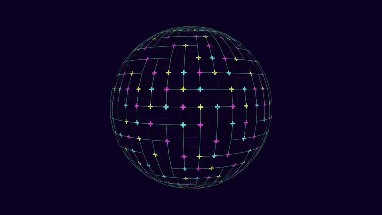 representación 3d abstracta con líneas circulares y cuadrícula de puntos en la esfera