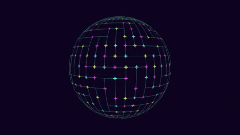 representación 3d abstracta con líneas circulares y cuadrícula de puntos en la esfera