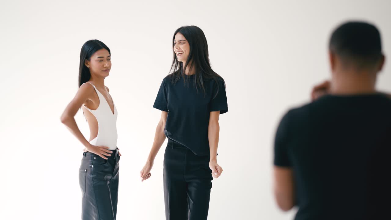 Fashion models posing during a photoshoot