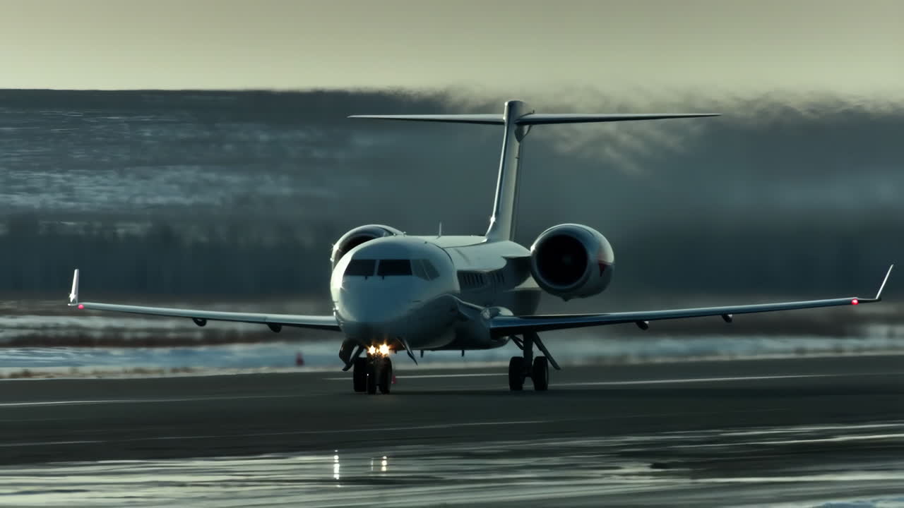 Private jet on the runway